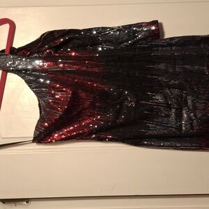 Frederick's of Hollywood One-Shoulder Sequin Dress Black Red XS New without tags